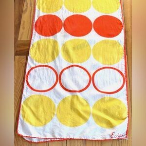 Echo 100% Silk Polka Dot Scarf Orange Yellow White Lightweight Oblong